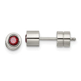 Chisel Stainless Steel Polished Red CZ January Birthstone Post Earrings